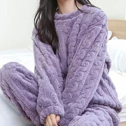 Velvet Ribbed Fleece 2 Piece Lounge Set For Women 2