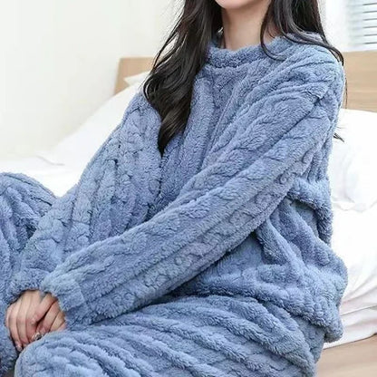 Velvet Ribbed Fleece 2 Piece Lounge Set For Women 3
