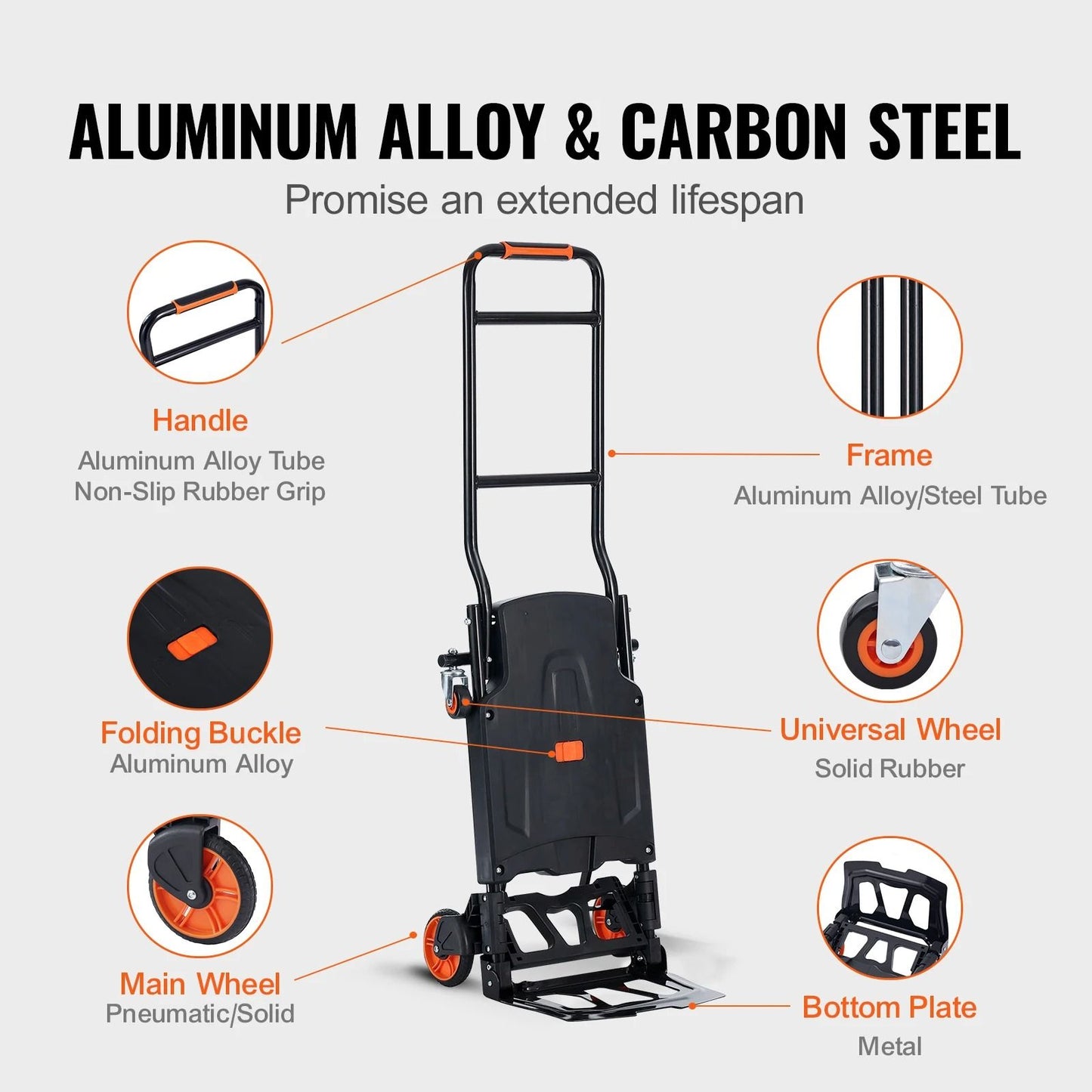 Folding Aluminum Hand Truck Platform Cart For Heavy Duty Moving 3