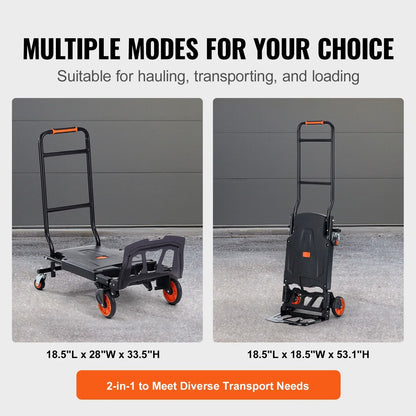 Folding Aluminum Hand Truck Platform Cart For Heavy Duty Moving 4