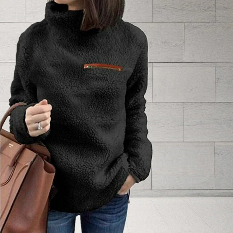 Womens Winter Soft Turtleneck Pullover Sweater With Zipper 7