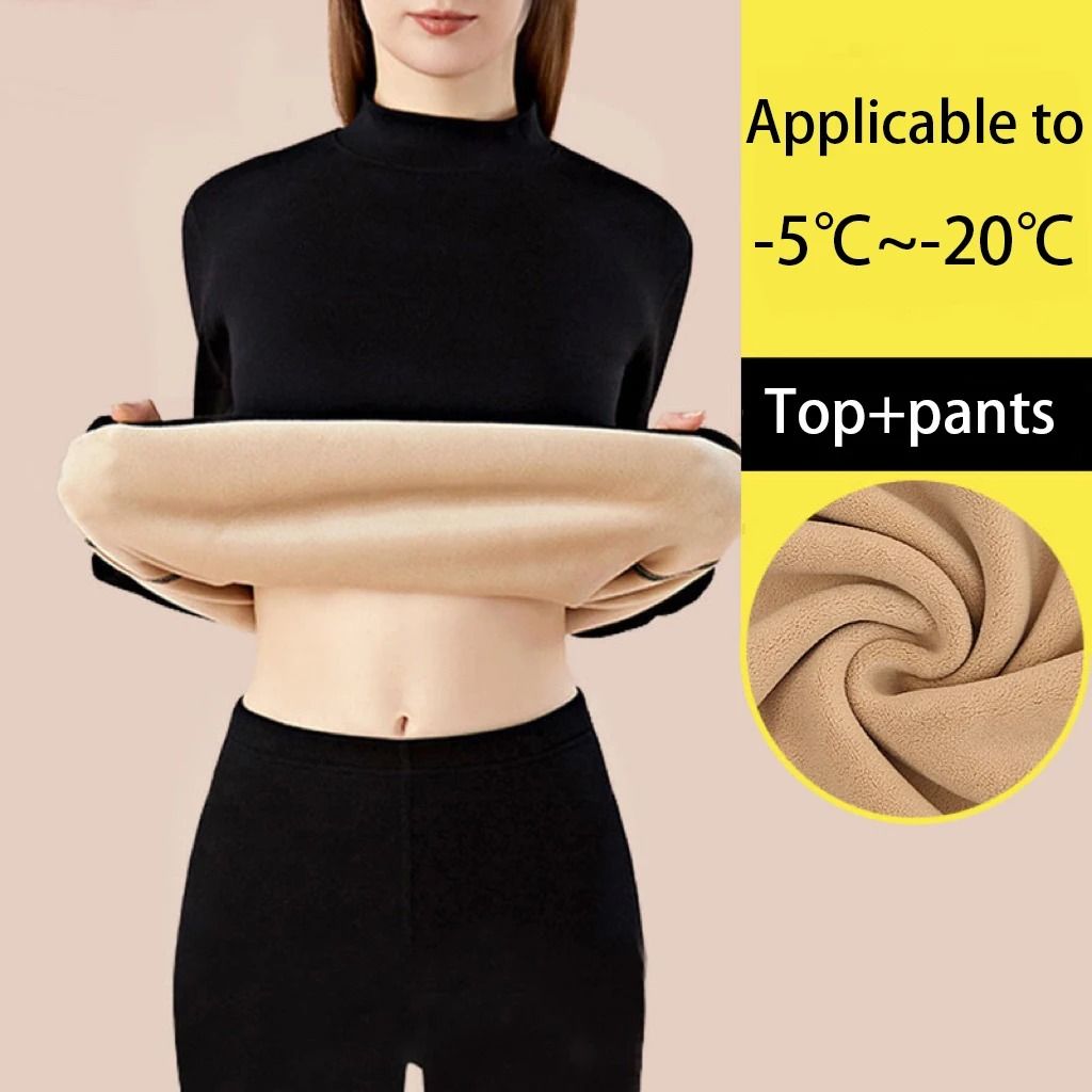 Womens Ultra Thick Thermal Underwear Set Seamless Long Sleeve Winter Clothing