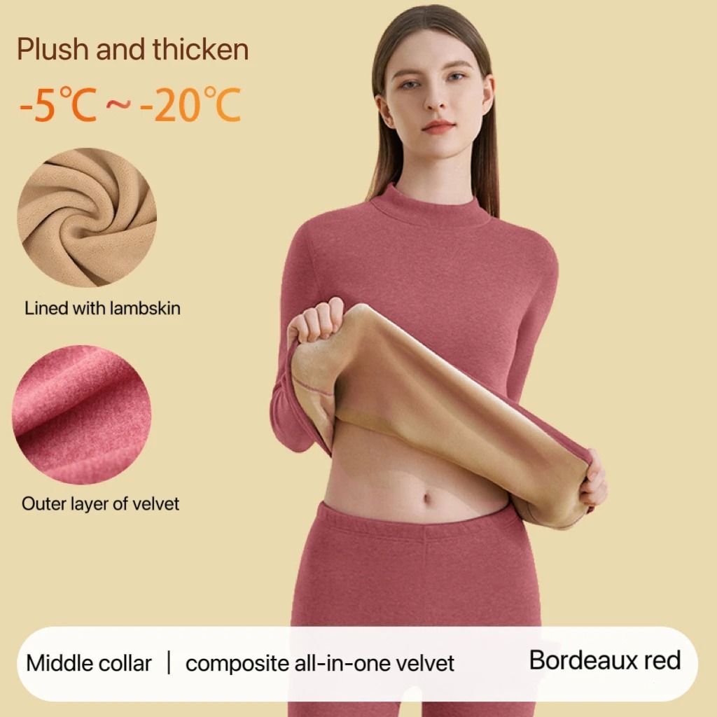 Womens Ultra Thick Thermal Underwear Set Seamless Long Sleeve Winter Clothing 4