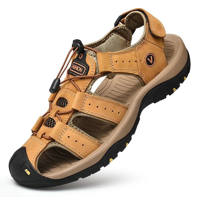 Mens Genuine Leather Sandals Casual Outdoor Roman Beach Shoes 10