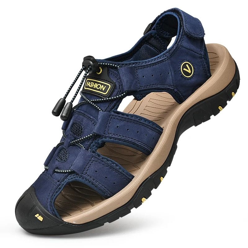 Mens Genuine Leather Sandals Casual Outdoor Roman Beach Shoes 1