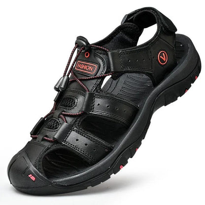 Mens Genuine Leather Sandals Casual Outdoor Roman Beach Shoes 2