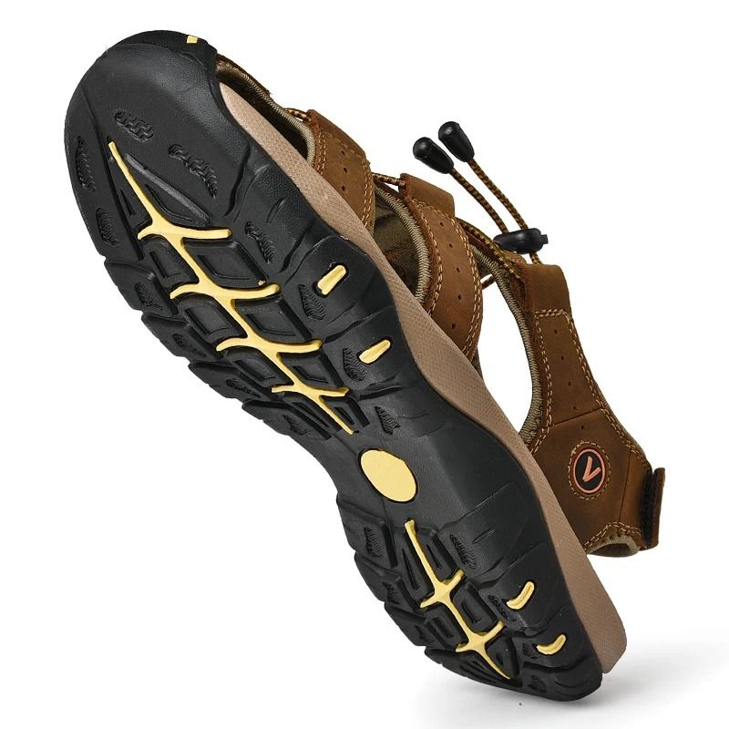 Mens Genuine Leather Sandals Casual Outdoor Roman Beach Shoes 4