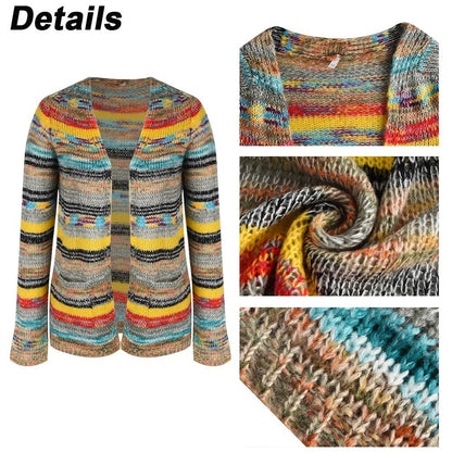 Elegant Knitted Crop Cardigan Sweater for Women Casual Loose Fit Jacket