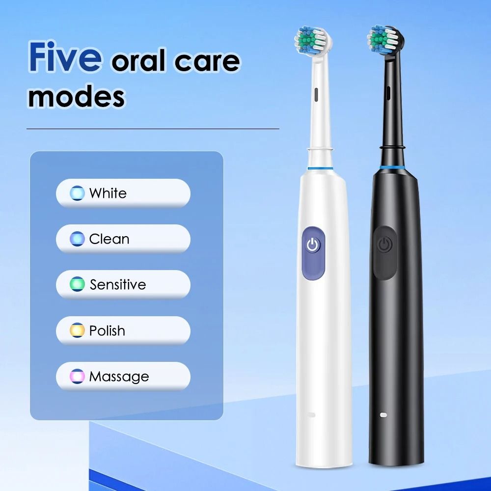 Smart Rotating Electric Toothbrush Rechargeable With 4 Heads And 5 Modes For Teeth Whitening 3