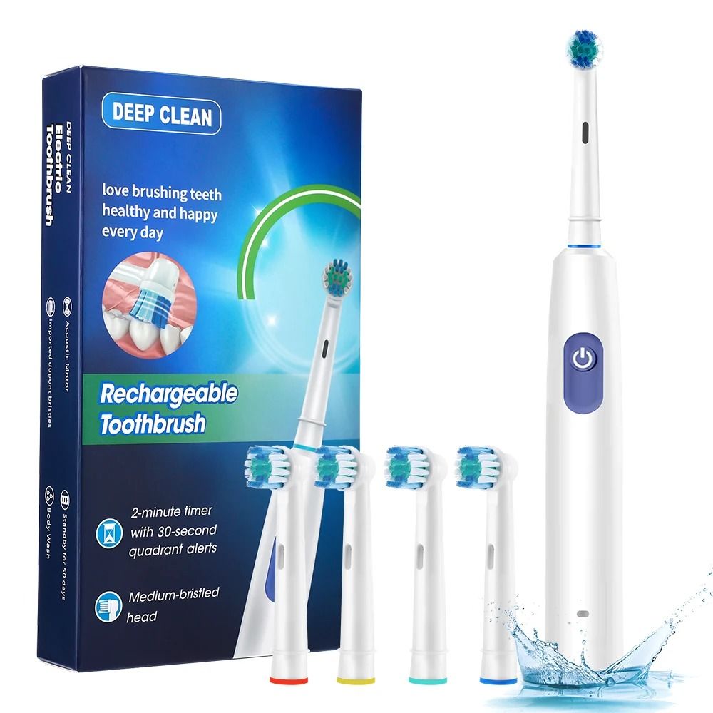 Smart Rotating Electric Toothbrush Rechargeable With 4 Heads And 5 Modes For Teeth Whitening 6