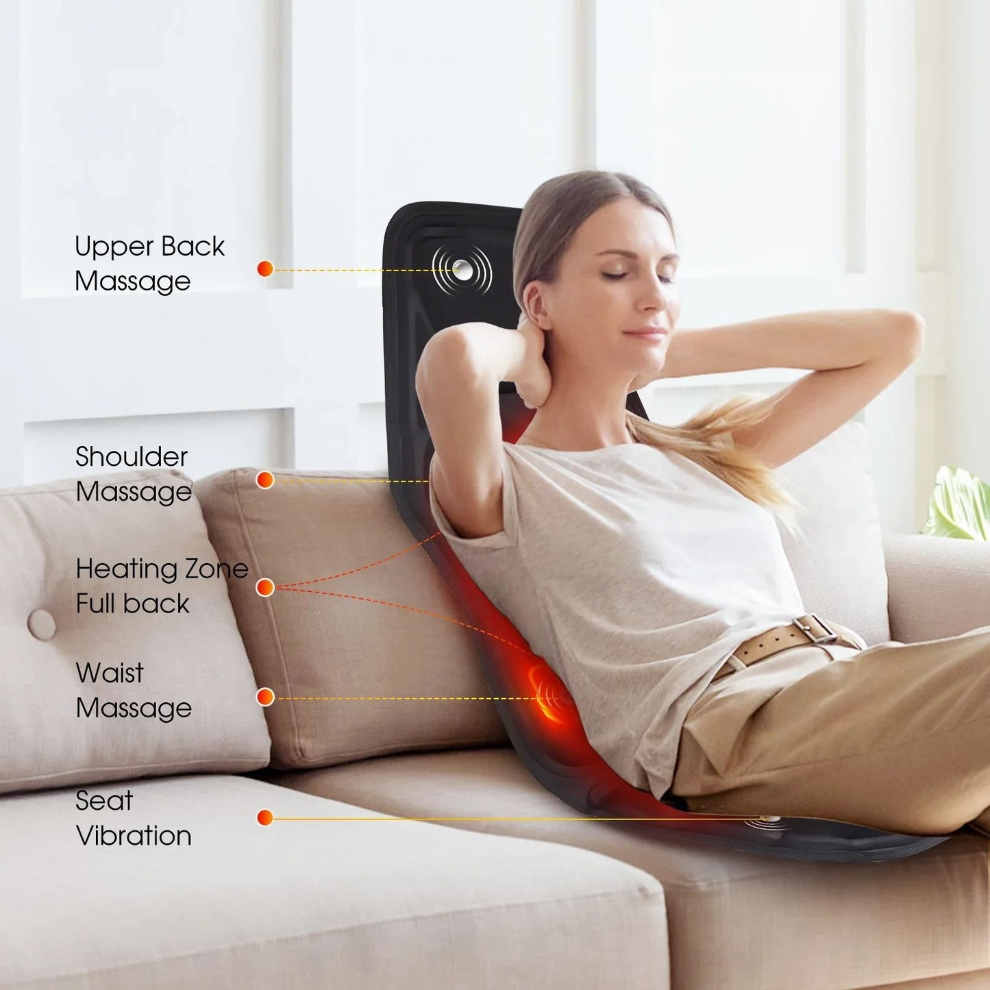 Electric Back Massager Cushion With Heat And Vibration For Full Body Relief 1
