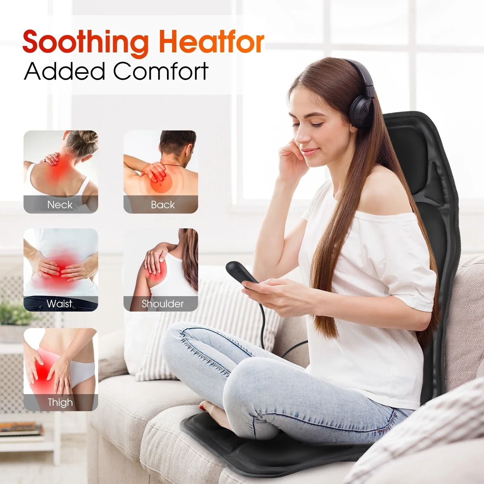Electric Back Massager Cushion With Heat And Vibration For Full Body Relief 2