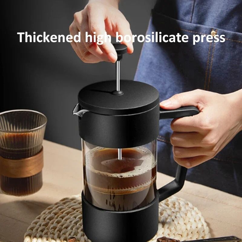 French Press Coffee Maker Borosilicate Glass With Stainless Steel Filter 1