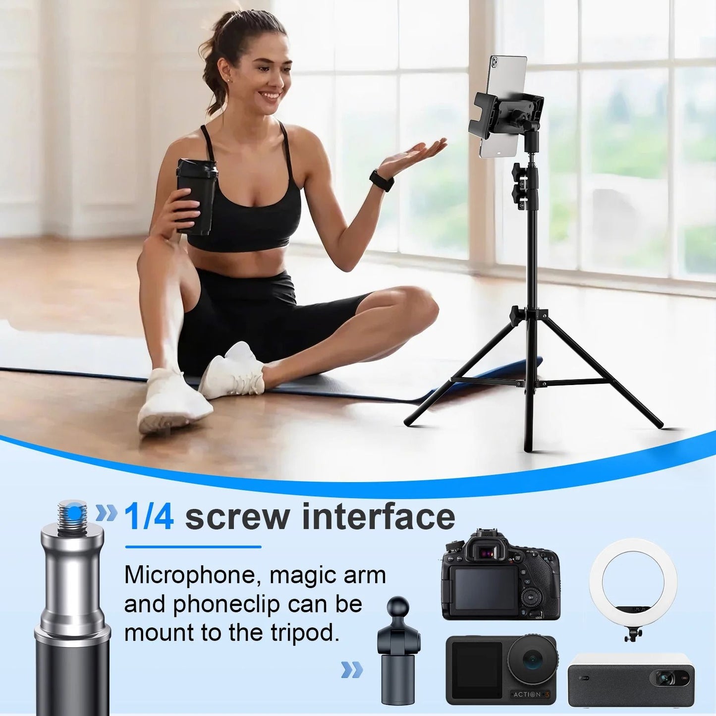 Adjustable Tripod Tablet Floor Stand For IPad And Tablets 413 Inch 6