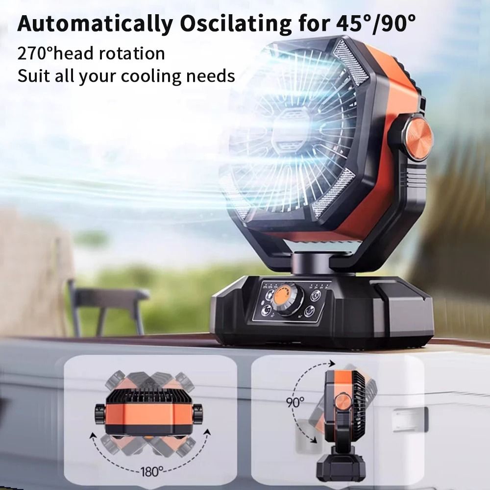 Portable Camping Fan With 20000mAh Battery 8 Speeds And LED Lantern 2