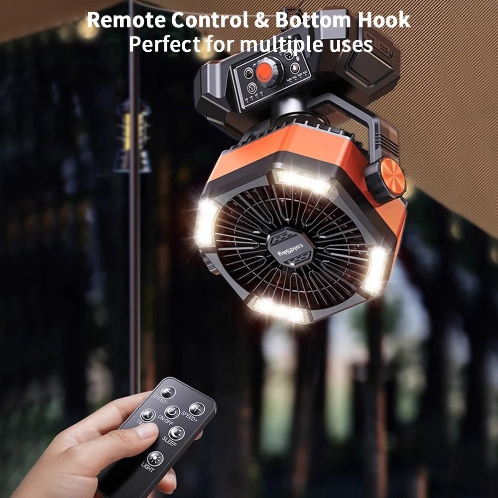 Portable Camping Fan With 20000mAh Battery 8 Speeds And LED Lantern 3