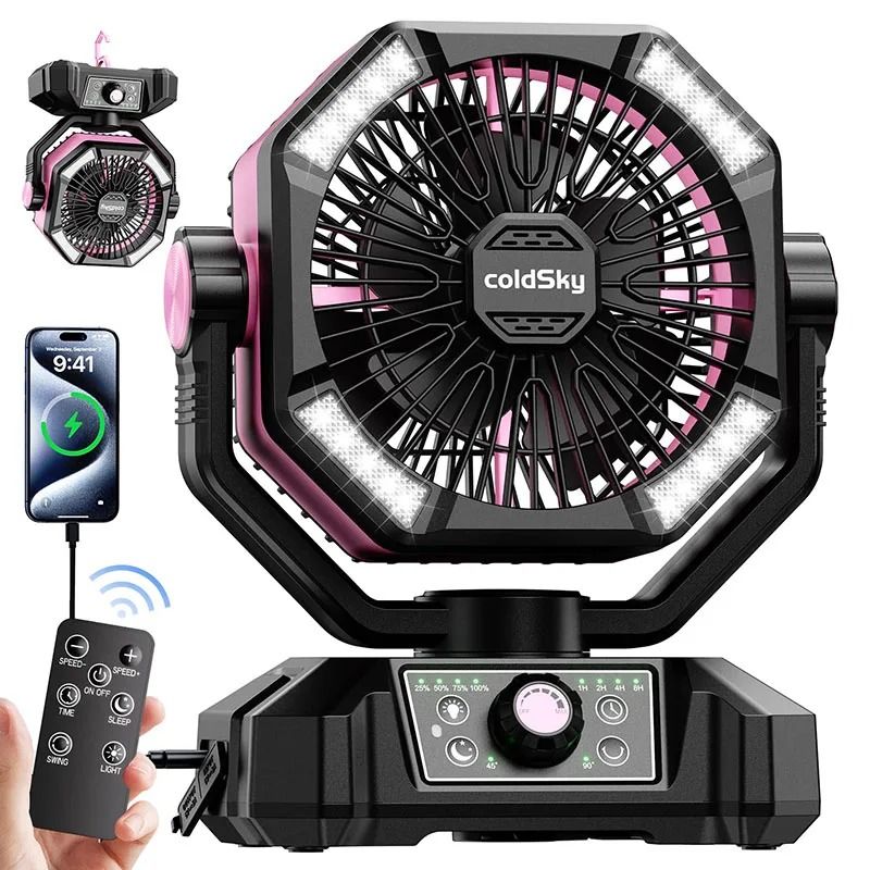 Portable Camping Fan With 20000mAh Battery 8 Speeds And LED Lantern 7