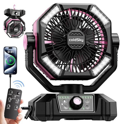 Portable Camping Fan With 20000mAh Battery 8 Speeds And LED Lantern 7