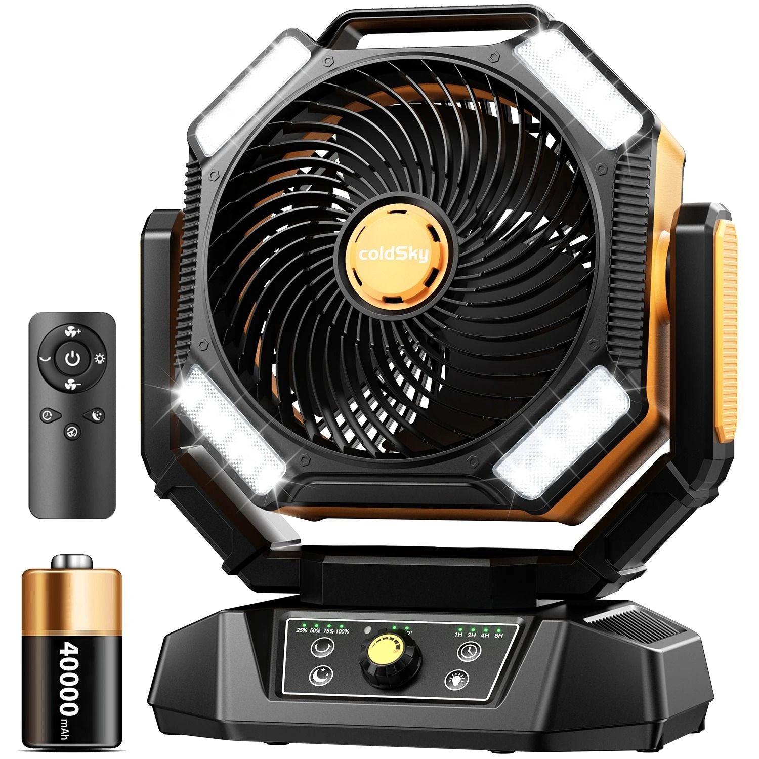 Portable Camping Fan With 20000mAh Battery 8 Speeds And LED Lantern 8