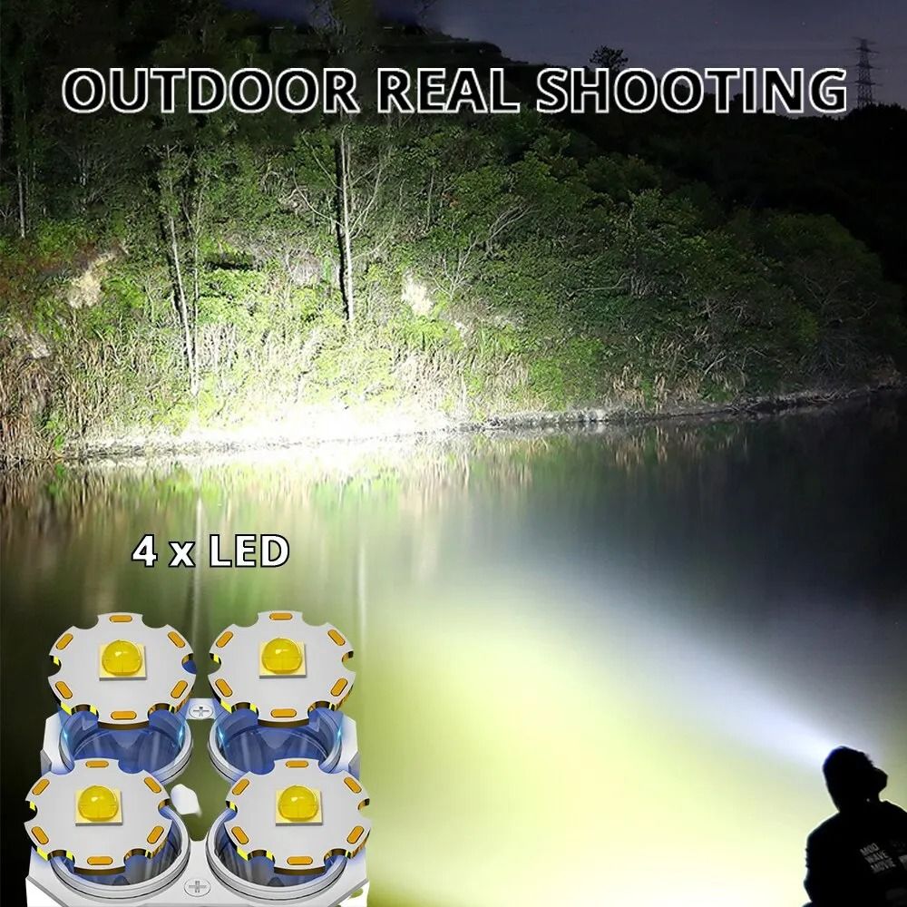 High Power LED Flashlight With COB Side Light Rechargeable Torch 3