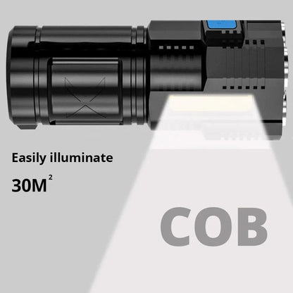 High Power LED Flashlight With COB Side Light Rechargeable Torch 4