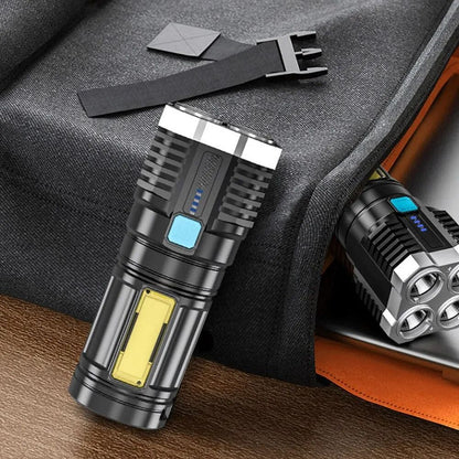 High Power LED Flashlight With COB Side Light Rechargeable Torch 6