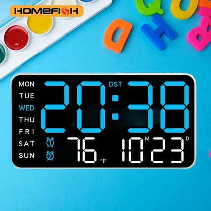 Giant Digital Wall Clock with Remote Control Time Temperature and Date Display