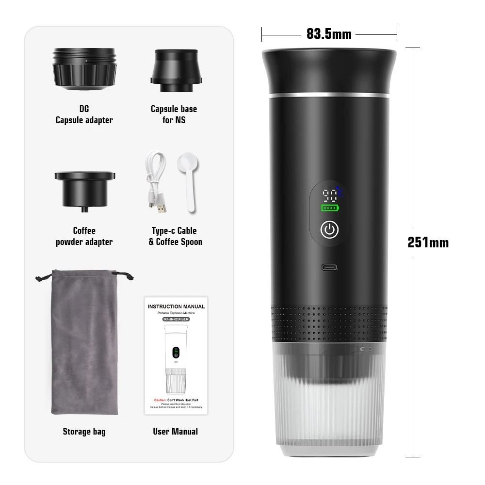 Wireless Portable Espresso Coffee Maker 3 In 1 Capsule And Ground Coffee Travel Machine 9