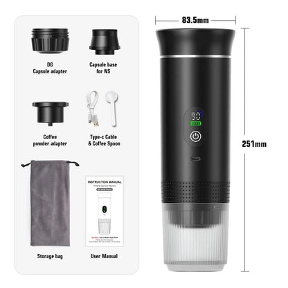 Wireless Portable Espresso Coffee Maker 3 In 1 Capsule And Ground Coffee Travel Machine 9