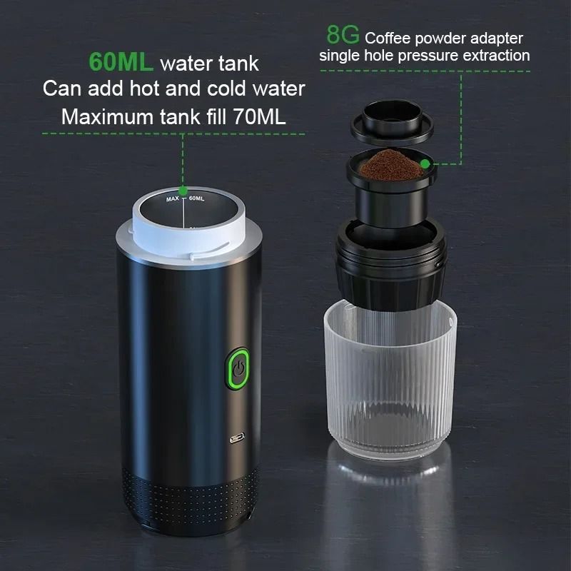 Wireless Portable Espresso Coffee Maker 3 In 1 Capsule And Ground Coffee Travel Machine 5
