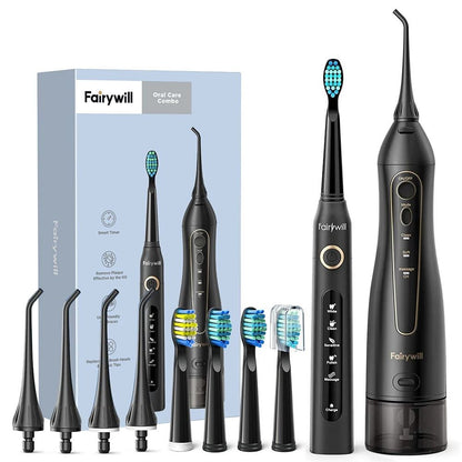 Fairywill Water Dental Flosser and Electric Toothbrush Set with USB Rechargeable Oral Irrigator