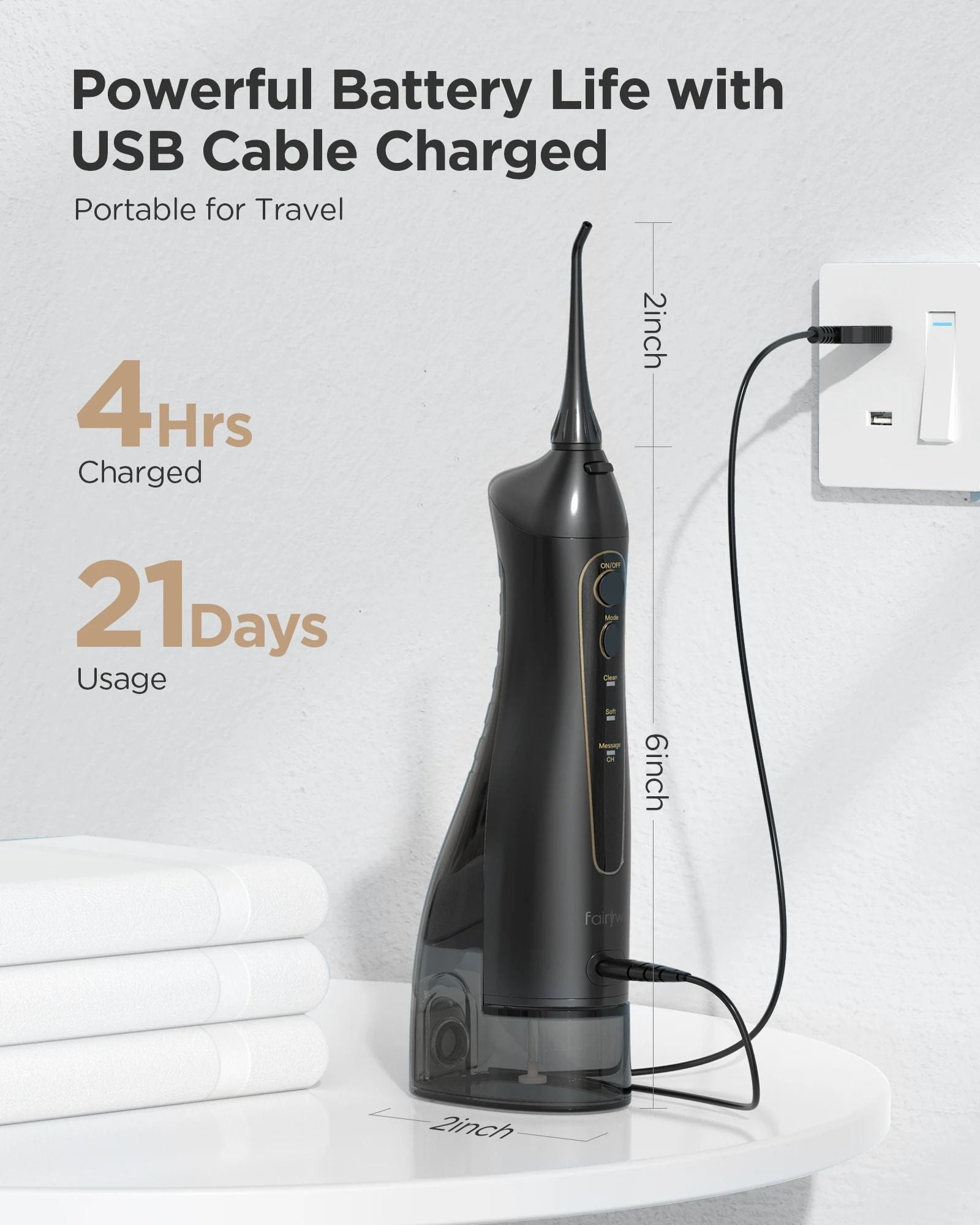 Fairywill Water Dental Flosser And Electric Toothbrush Set With USB Rechargeable Oral Irrigator 4