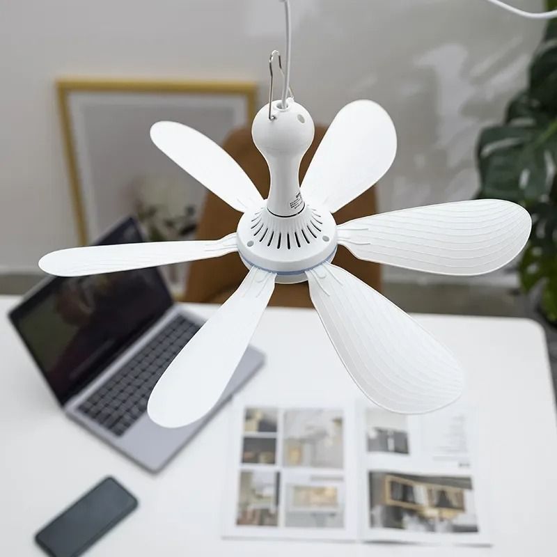 Silent USB Ceiling Fan with 6 Blades Hanging Canopy Fan for Camping Dorm Tent Bedroom