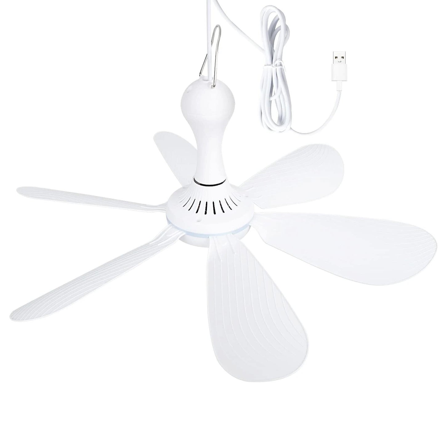 Silent USB Ceiling Fan With 6 Blades Hanging Canopy Fan For Camping Dorm Tent Bedroom 7