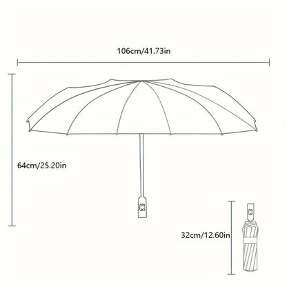 12Bone Automatic Folding Umbrella UV Resistant Windproof Three Fold Umbrella 1