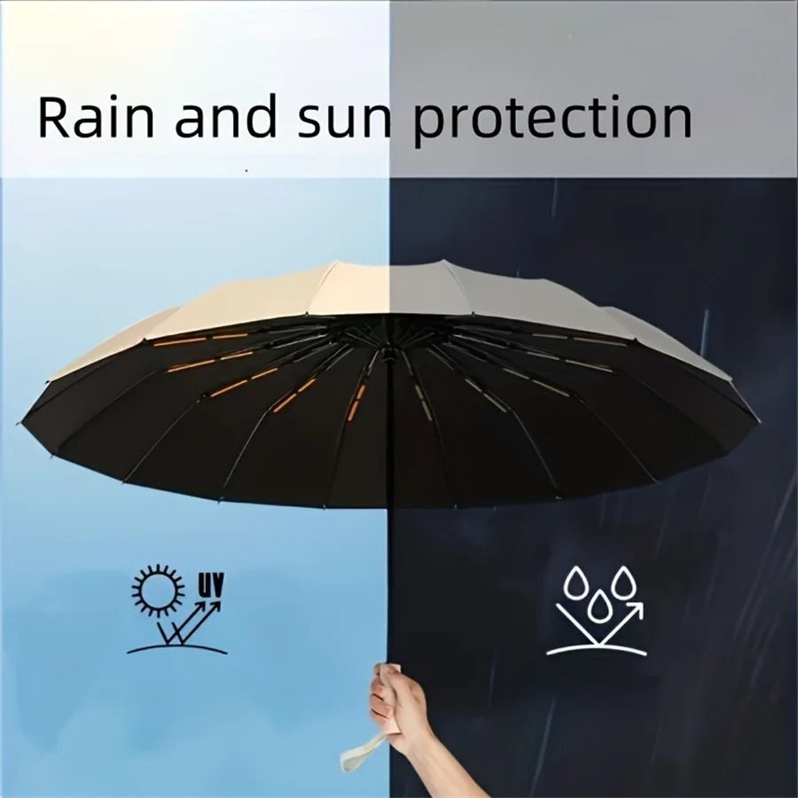 12Bone Automatic Folding Umbrella UV Resistant Windproof Three Fold Umbrella 4
