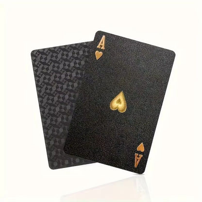 Luxury Waterproof Playing Cards  Sleek Black Poker Deck For Magic Parties  Game Nights 24