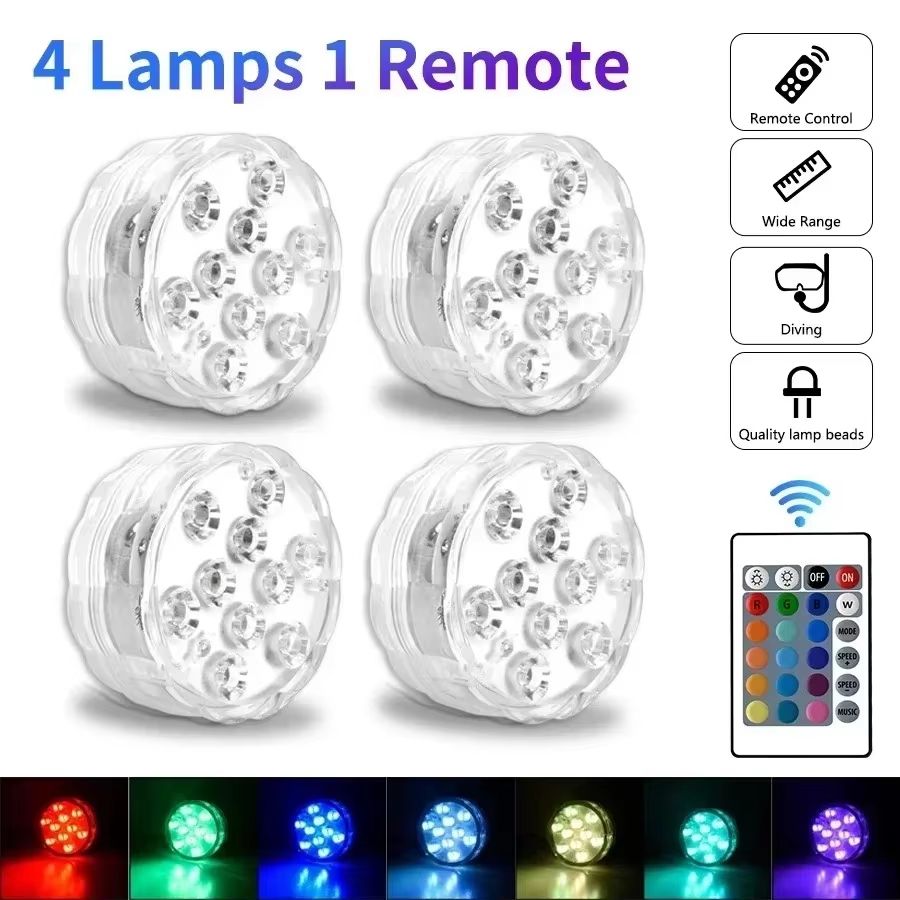Waterproof LED Pool Lights  BatteryPowered RGB Submersible Decor For Parties  Weddings 14