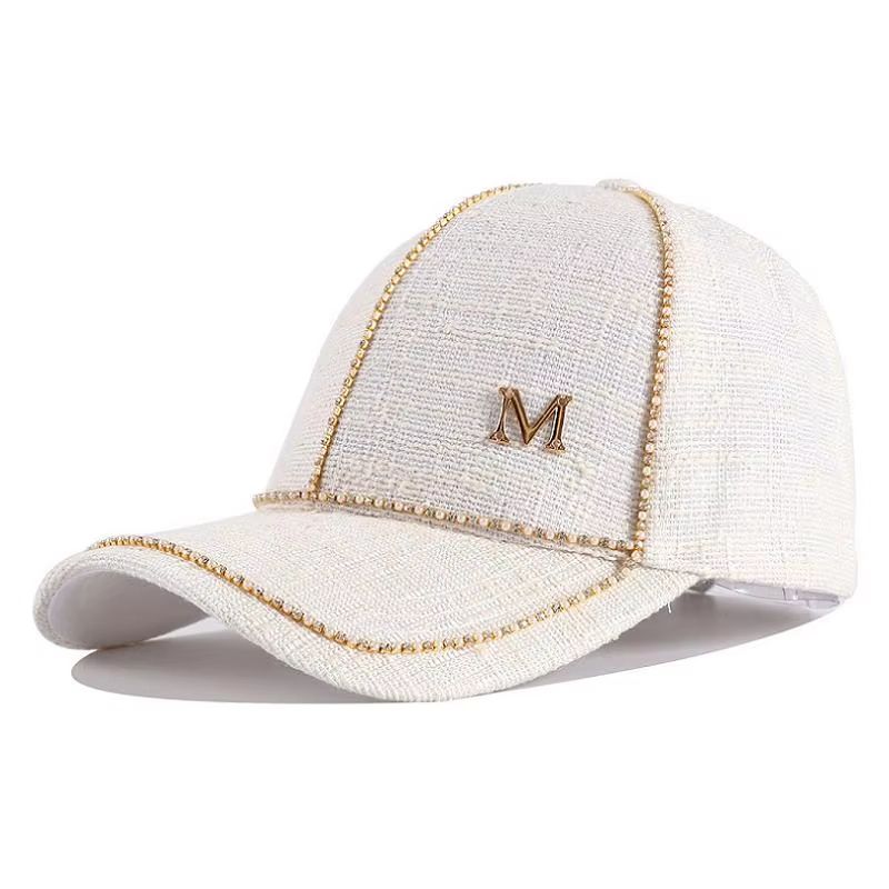 Women Rhinestone Letter M Baseball Cap, Spring Adjustable Hip Hop Hat, Fashion Shiny Cap for Outdoor, Travel, All-match