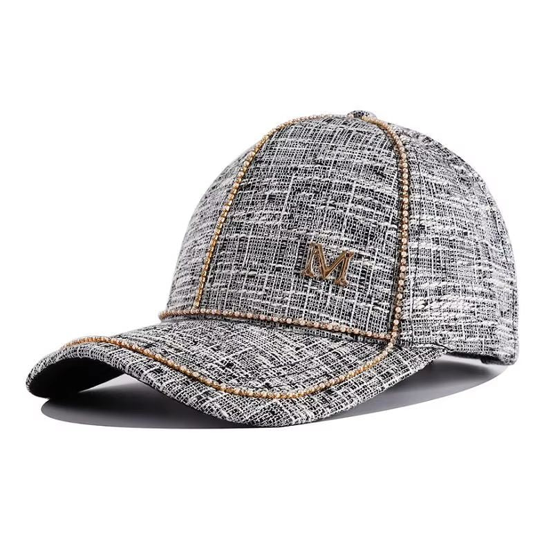 Women Rhinestone Letter M Baseball Cap Spring Adjustable Hip Hop Hat Fashion Shiny Cap For Outdoor