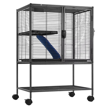 Metal Ferret Cage with Wheels, Large Small Animal Cage for Hamster, Rat, Guinea Pig, Chinchilla & Pet Critters