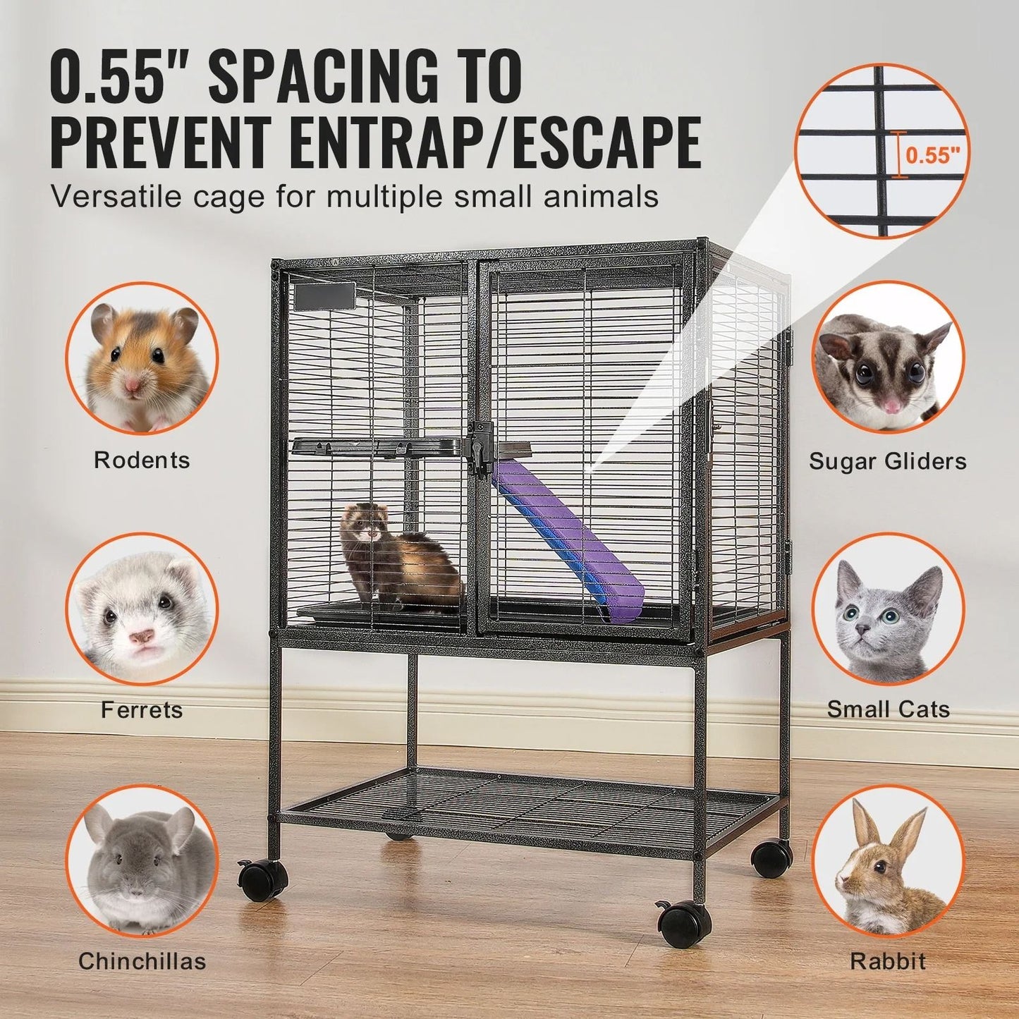 Metal Ferret Cage With Wheels Large 4Level Small Animal Cage For Hamster Rat Guinea Pig Chinchilla  1