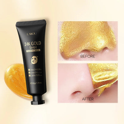 24K Gold Peeling Face Mask Blackhead Removal Facial Tear Off Mask Snail Secretion Filtrate Skin Car 1