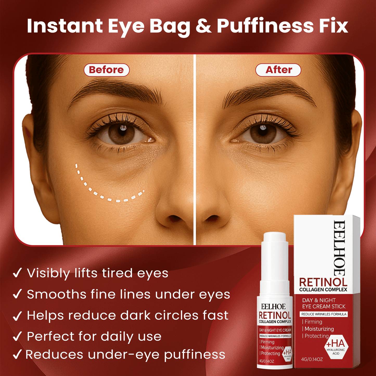 Instant Eye Bag Remove Eye Cream Korean Beauty Eye Care Fade Dark Circles Puffiness Lift Brighten A