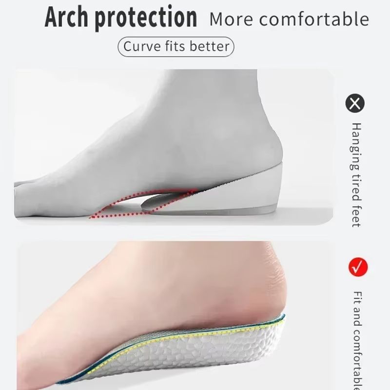 Orthopedic Height Increase Insoles For Men  Women Arch Support Shoe Inserts Memory Foam Heel Lift P