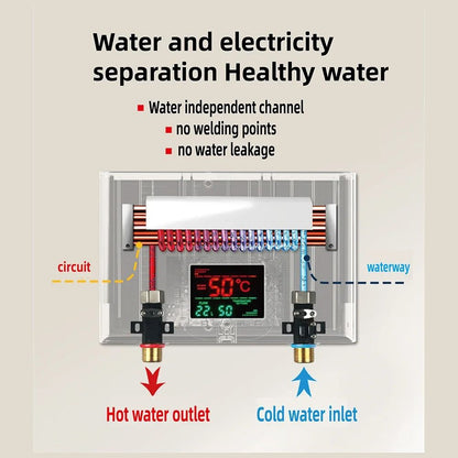 Instant Water Heater WallMounted Electric Heater For Bathroom Shower  Kitchen Fast Hot Water 8
