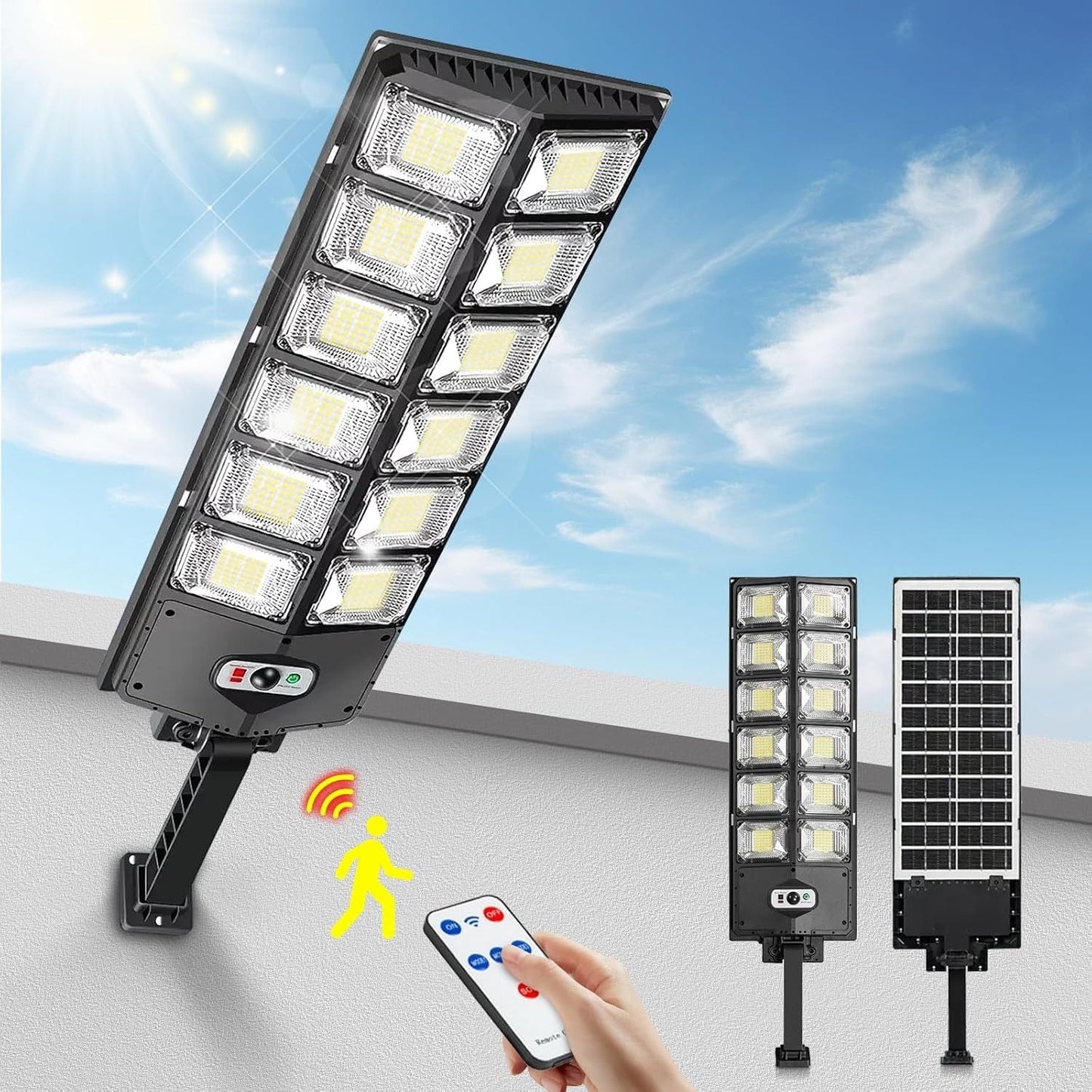504LED Ultra-Bright Solar Street Light – Wide Angle Motion Sensor, Remote Control, Energy-Efficient, Waterproof
