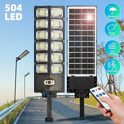 504LED UltraBright Solar Street Light  Wide Angle Motion Sensor Remote Control EnergyEfficient Wate