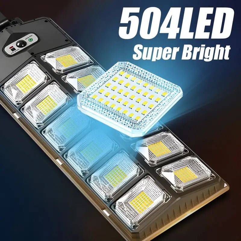 504LED UltraBright Solar Street Light  Wide Angle Motion Sensor Remote Control EnergyEfficient Wate