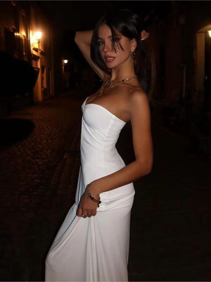 Strapless Bodycon Maxi Dress – Backless Off Shoulder Summer Beach Dress for Women
